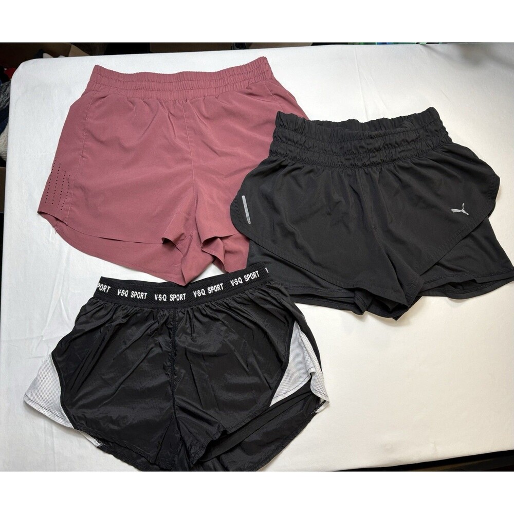 Juniors  Black Athletic Running Shorts M Breathable Stretch, 3" Inseam